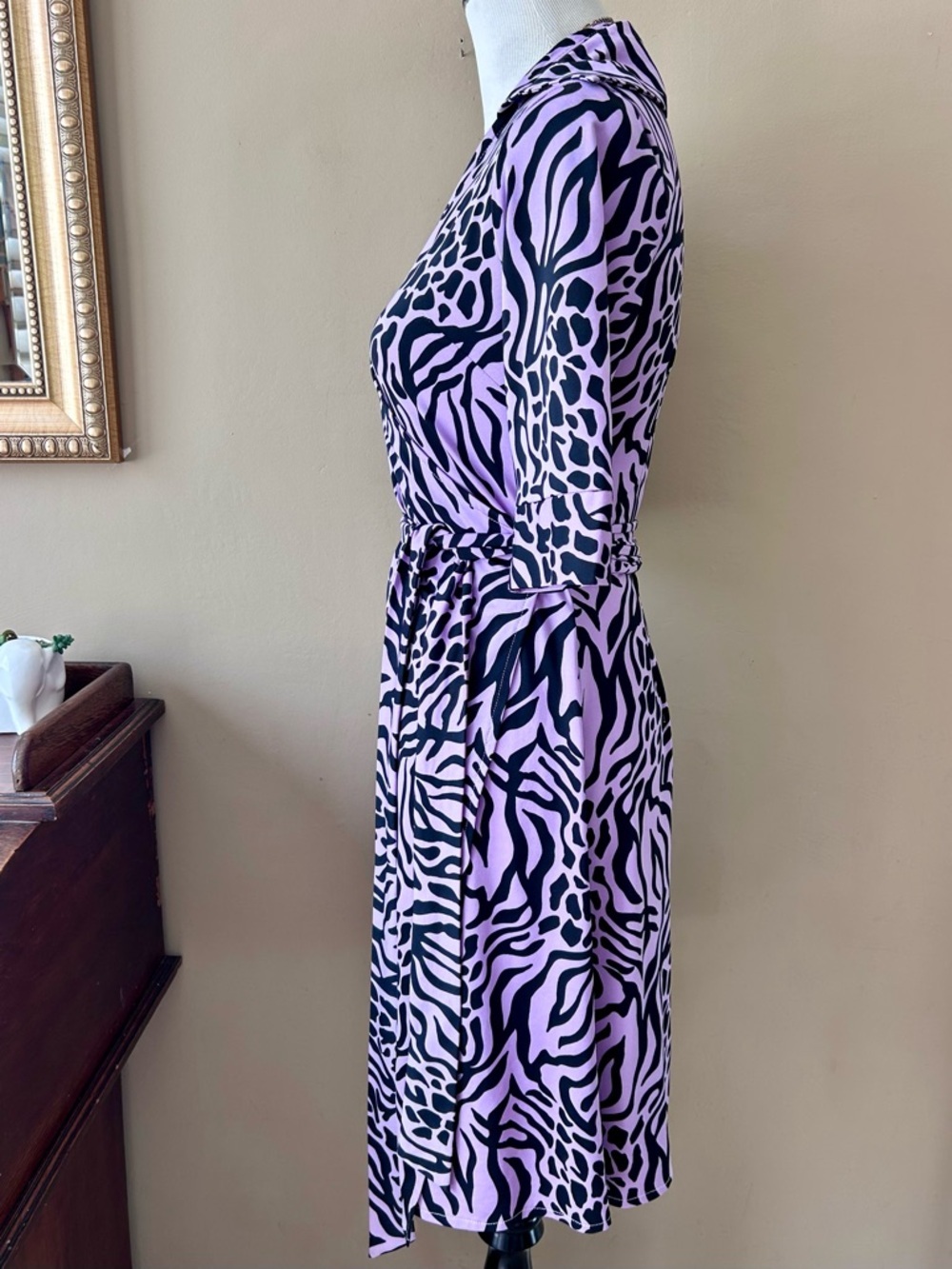 Diane Von Furstenberg Leopard Julie Jeanne 3/4 Sleeve Silk Wrap Dress S - Picture 5 of 11